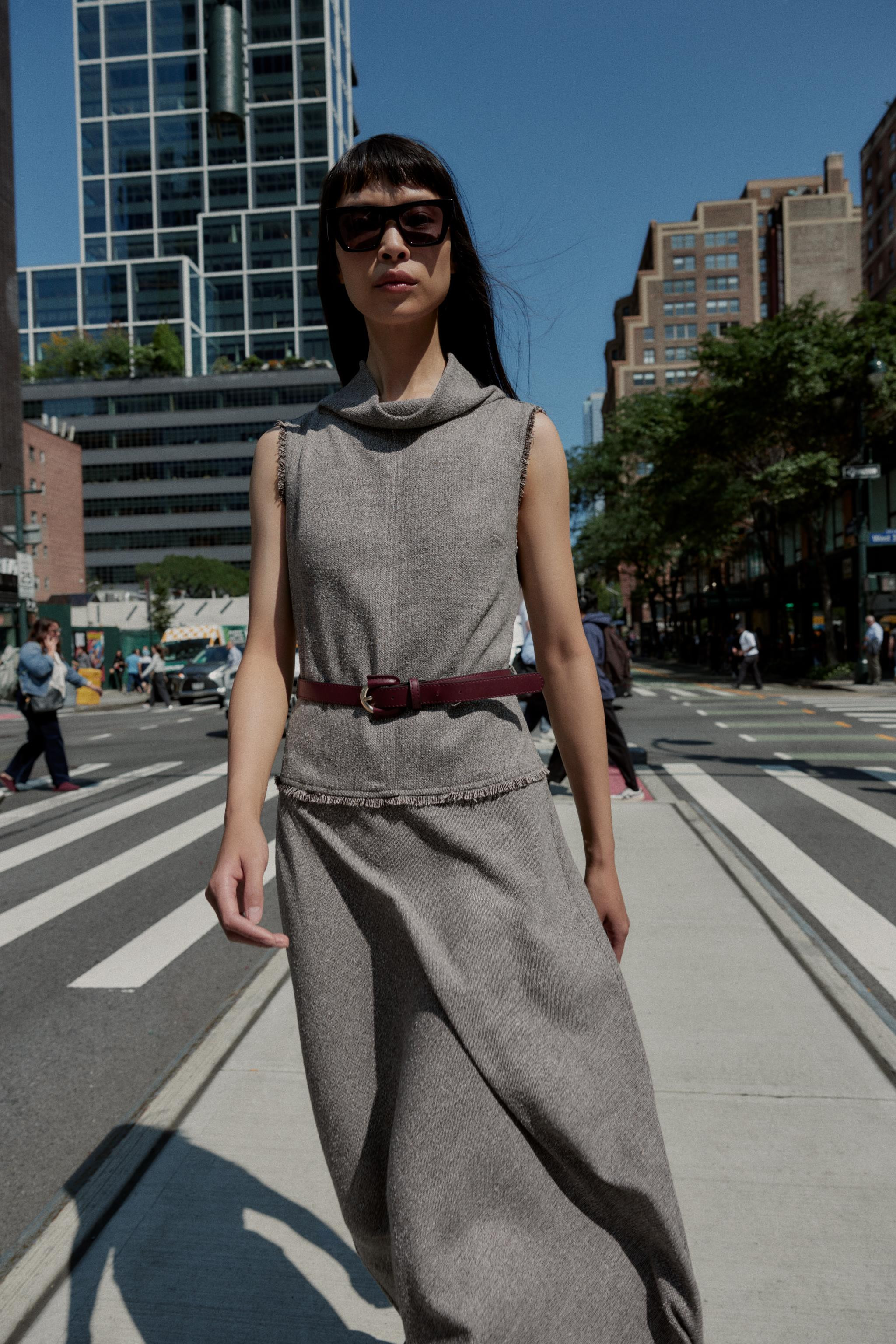 TEXTURED BELTED MIDI DRESS | Zara US