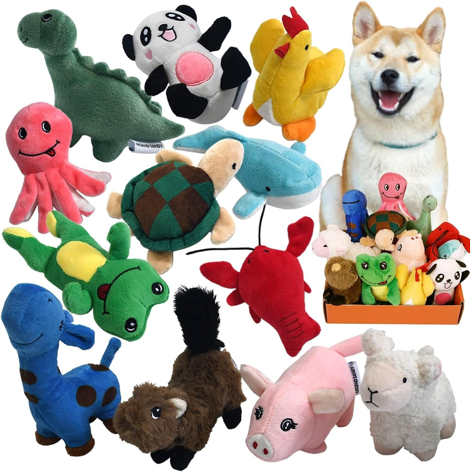 LEGEND SANDY Squeaky Plush Dog Toy Pack for Puppy, Small Stuffed Puppy Chew Toys 12 Dog Toys Bulk with Squeakers, Cute Soft Pet Toy for Small Medium Size Dogs | Amazon (US)