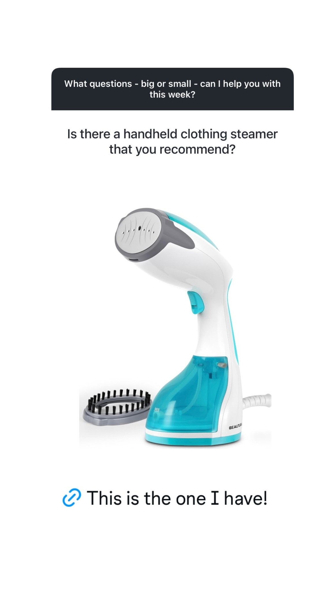 I love having wrinkle-free clothes, and this handheld steamer is the one I have - it’s my favorite!