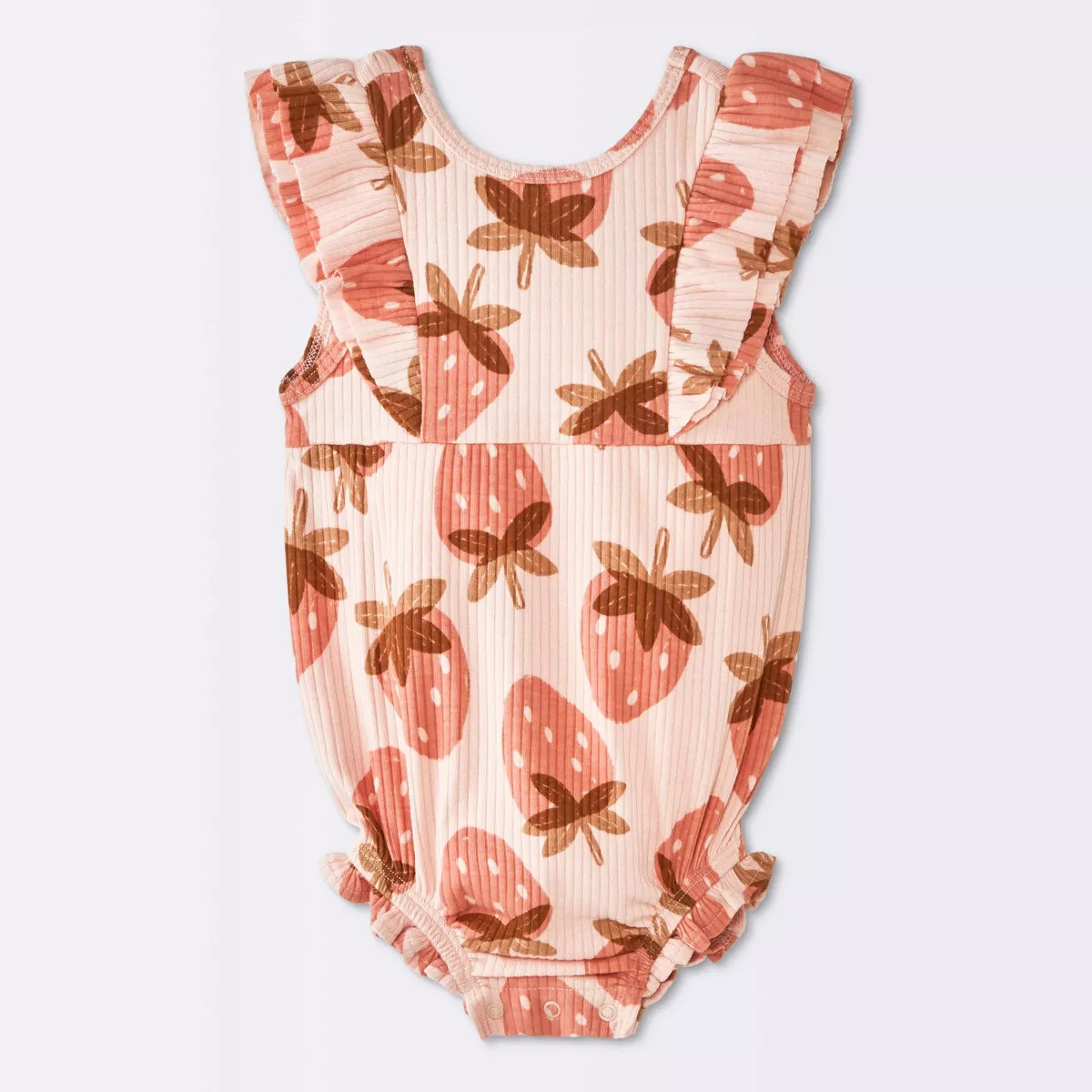 Baby Girls' Strawberry Ruffle Tank Romper - Cloud Island™ Light Pink Newborn | Target