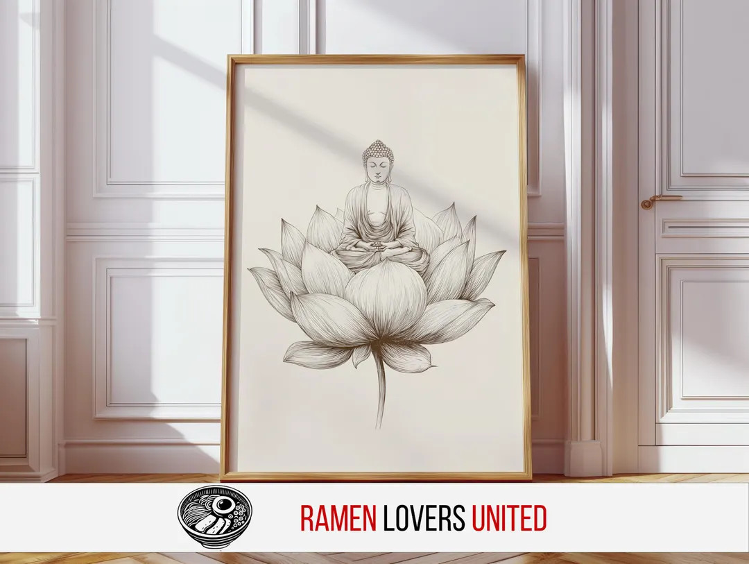 Zen Printable Lotus Flower With Buddha - Minimalist Meditation Wall Art, Spiritual Decor, Tranqui... | Etsy (US)