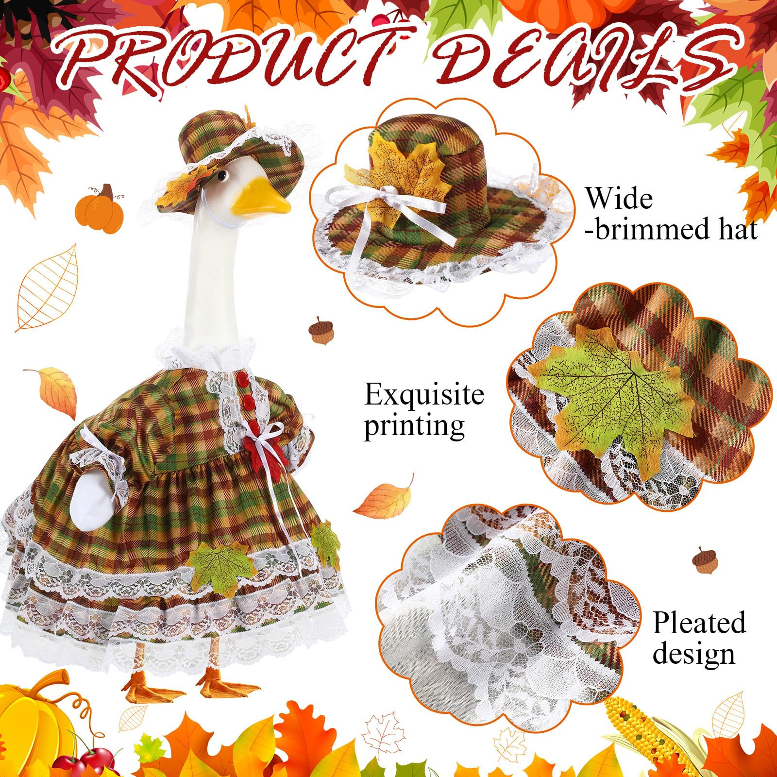 Fall Goose Outfit Maple Porch Goose Costume Fancy Porch Geese Clothes with Wide Hat for 23" Outdo... | Amazon (US)
