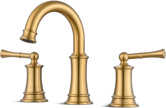 Brushed Gold Bathroom Faucet 8 Inch, Brass Bathroom Faucet, 3 Hole Gold Bathroom Faucet with Pop-... | Amazon (US)