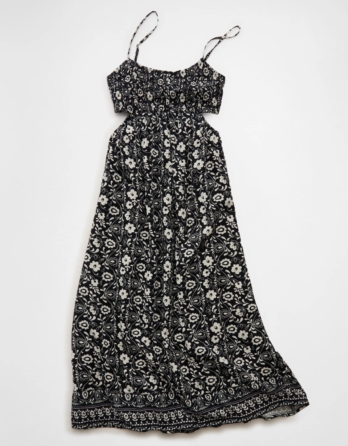 AE Smocked Cutout Babydoll Midi Dress | American Eagle Outfitters (US & CA)