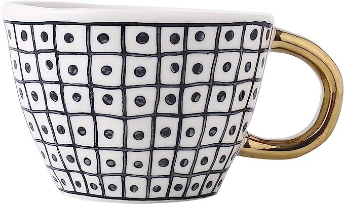 Large Ceramic Coffee Mug Tea Mugs Cups with Golden Handle Modern Black and White Pattern | Amazon (US)