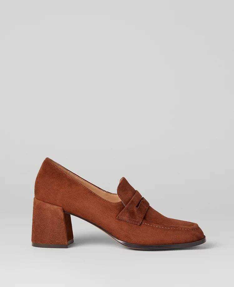 Suede Block Heel Loafer Pumps | Ann Taylor (US)