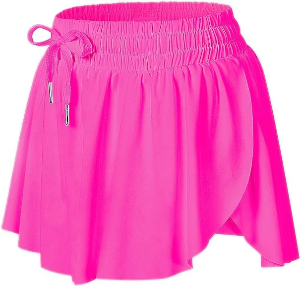 Wsirmet Flowy Shorts for Women Butterfly Shorts 2 in 1 Athletic Workout Gym Biker Running Shorts ... | Amazon (US)