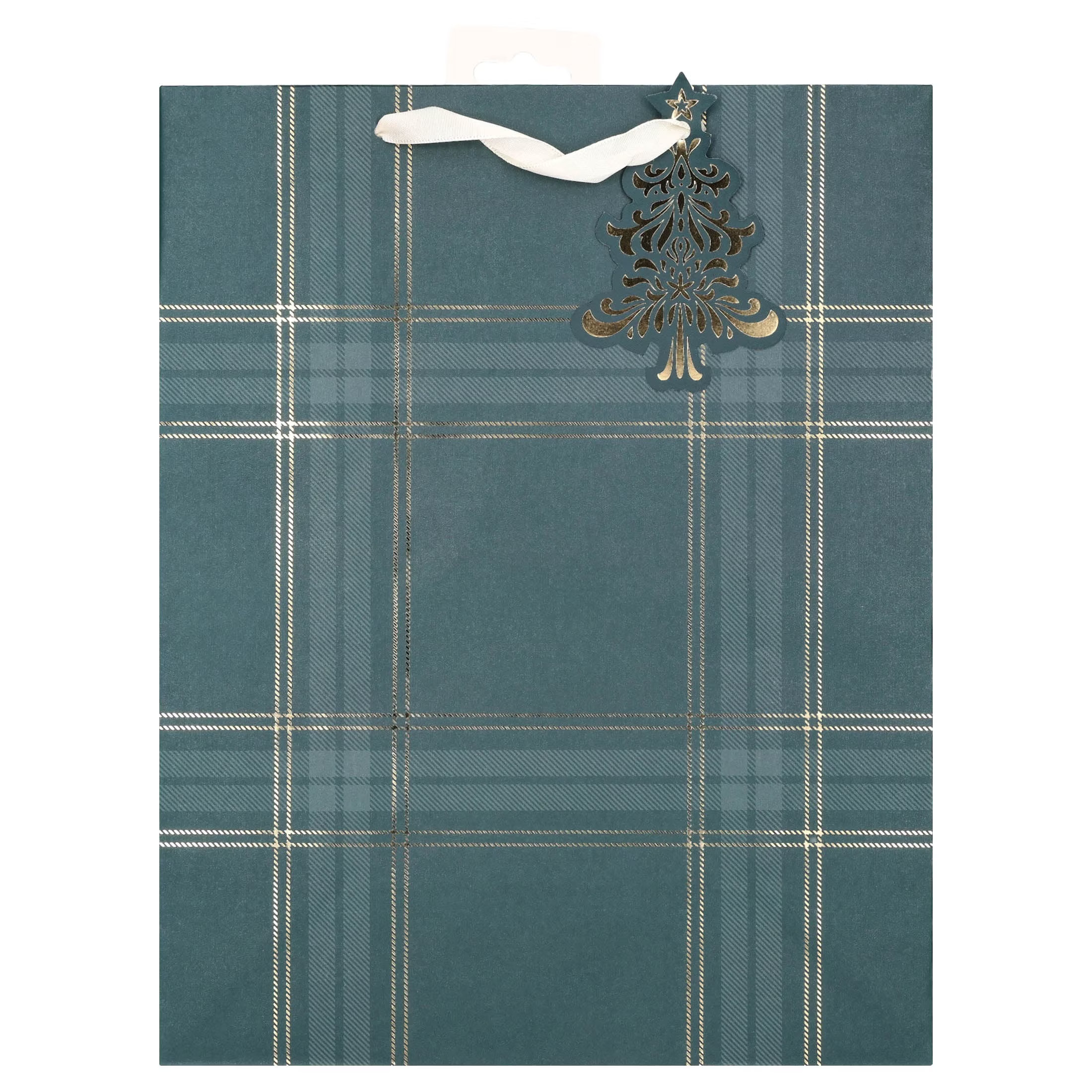 Dark Green and Gold Plaid Christmas Paper Gift Bag, 10" x 4.5" x 12.75", by Holiday Time - Walmart.com | Walmart (US)