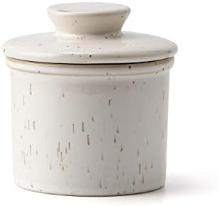 XELA Ceramic Butter Crock, The Original Reactive Glaze Speckled White, Butter Dish with Water Lin... | Amazon (CA)