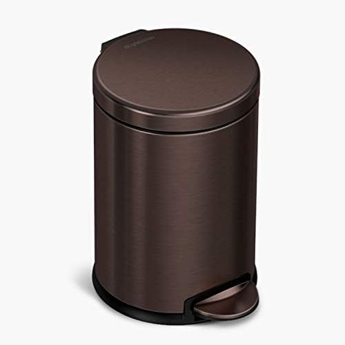 simplehuman 4.5 Liter / 1.2 Gallon Round Bathroom Step Trash Can, Dark Bronze Stainless Steel | Amazon (US)