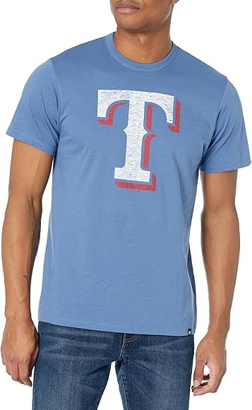 MLB Men's Distressed Imprint Match Team Color Primary Logo Word Mark T-Shirt (Texas Rangers Blue,... | Amazon (US)