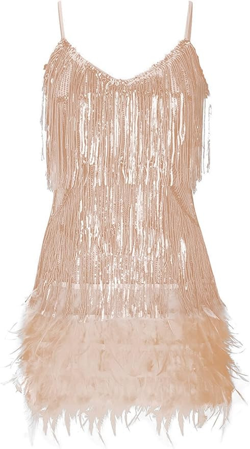 Women's Sequin Cocktail Dresses 1920s Flapper Dress Gatsby Fringe Mini Dresses Feather Prom Party... | Amazon (US)