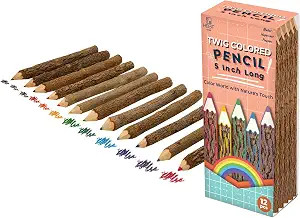 BSIRI Bark Color Wood Pencils Set Assorted-Stick Twig of 5 Inch Tree Bark Wooden Favors in Rustic... | Amazon (US)