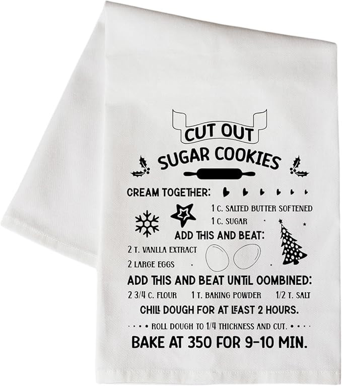 Christmas Recipes Favorites Kitchen Flour Sack Towels with Sayings - Absorbent Dish Towels Great ... | Amazon (US)