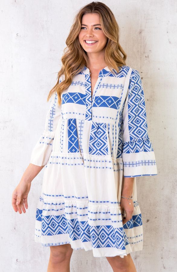 Katoenen Kelim Tuniek Blauw | Themusthaves.nl | The Musthaves (NL)