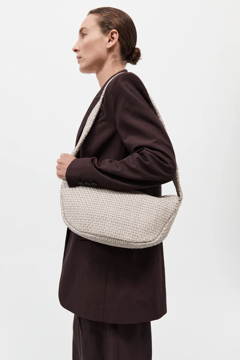 Lattice Weave Crescent Bag - Creme | St. Agni (US, UK, EU)