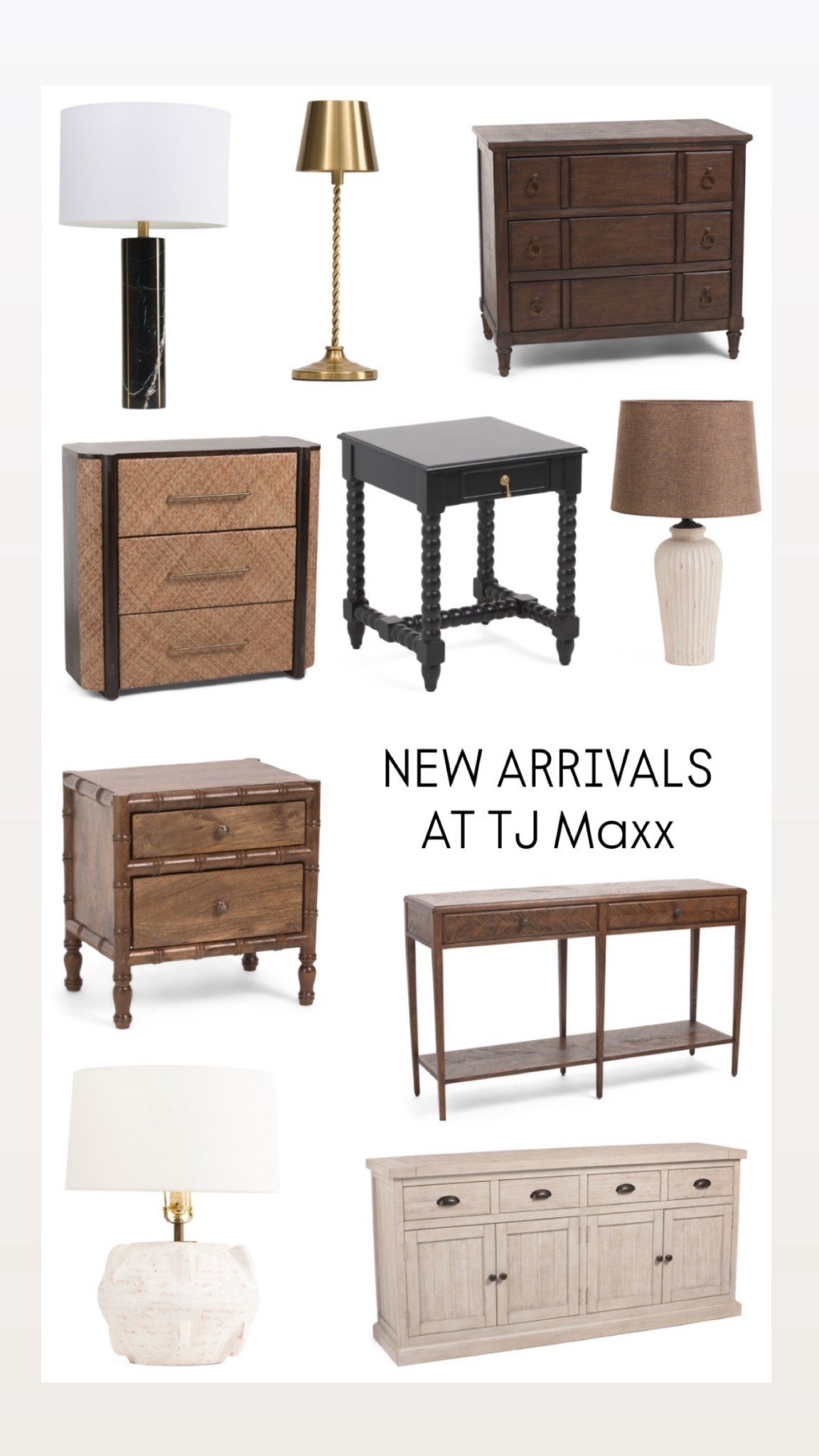 New tables, sideboards, nightstands and lamps at TJ Maxx! 

#LTKSpringSale #LTKSaleAlert #LTKHome
