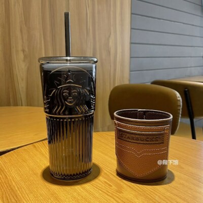 Starbucks Tumbler Father's Day Black Goddess Leather Case Glass Straw Cup  | eBay | eBay US