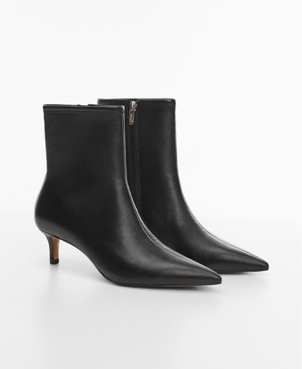 Mango Women's Kitten Heels Leather Boots - Black | Macy's
