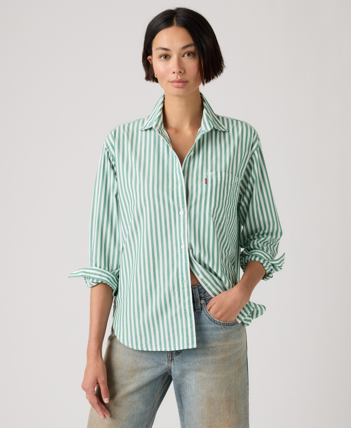 Levi's Women's Harlie Striped Boyfriend Shirt - Serafina S | Macy's