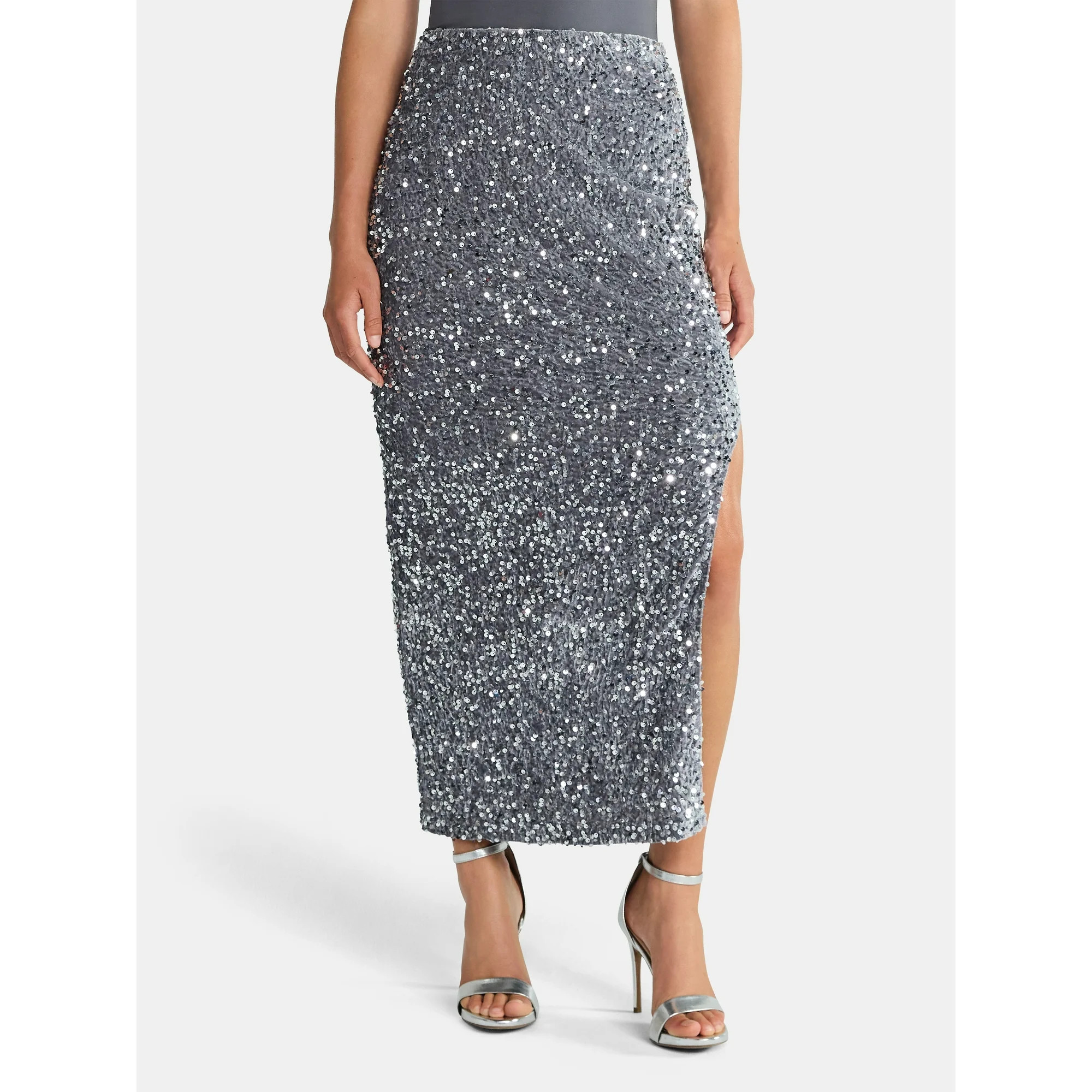 Madden NYC Women's Sequin Velour Maxi Skirt, Sizes XXS-XXL | Walmart (US)