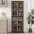 Homfa Modern Storage Cabinet with Glass Doors, 71'' Kitchen Pantry with Adjustable Shelves, Wood ... | Walmart (US)
