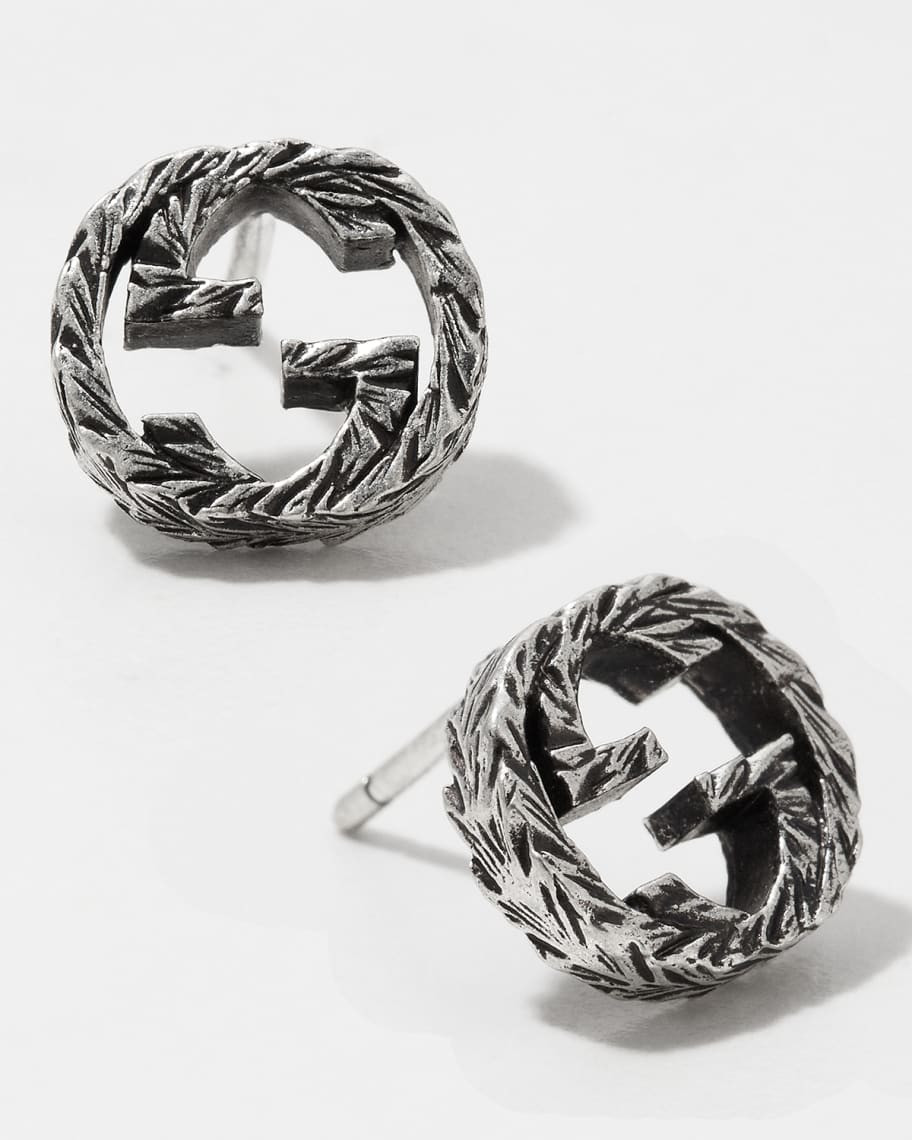 Interlocking G 10mm Stud Earrings in Aged Silver | Neiman Marcus