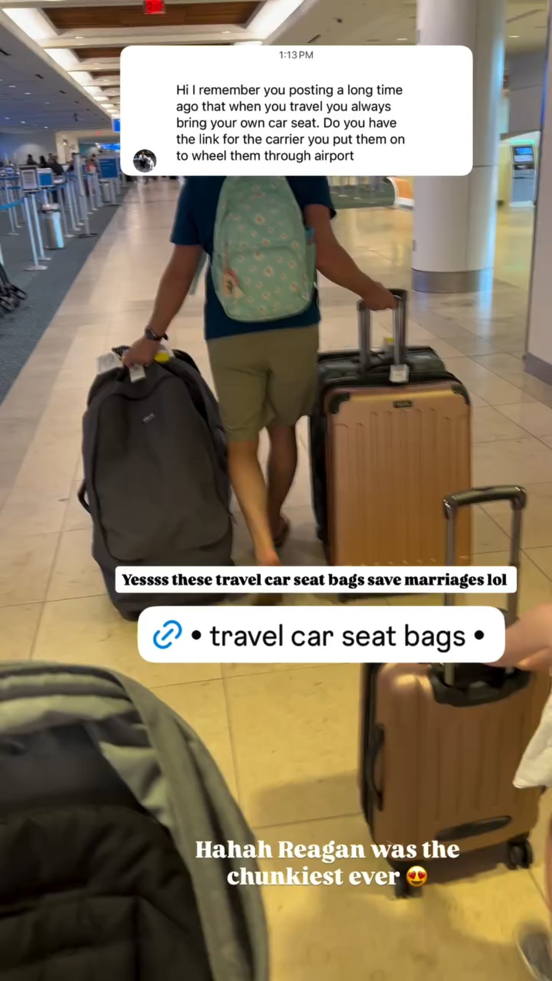 Hahah Reagan was the chunkiest ever 😍 Yessss these travel car seat bags save marriages lol