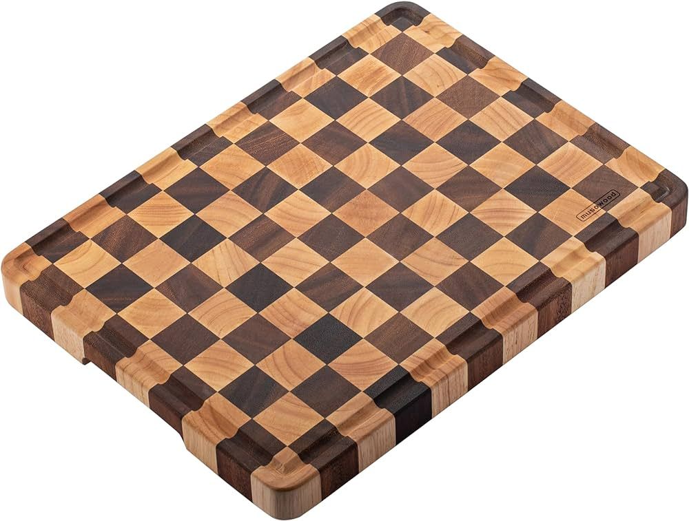 Muso Wood Large End Grain Cutting Borad 16x12 In, Checkered Cutting Board with Feet, Made from Ac... | Amazon (US)