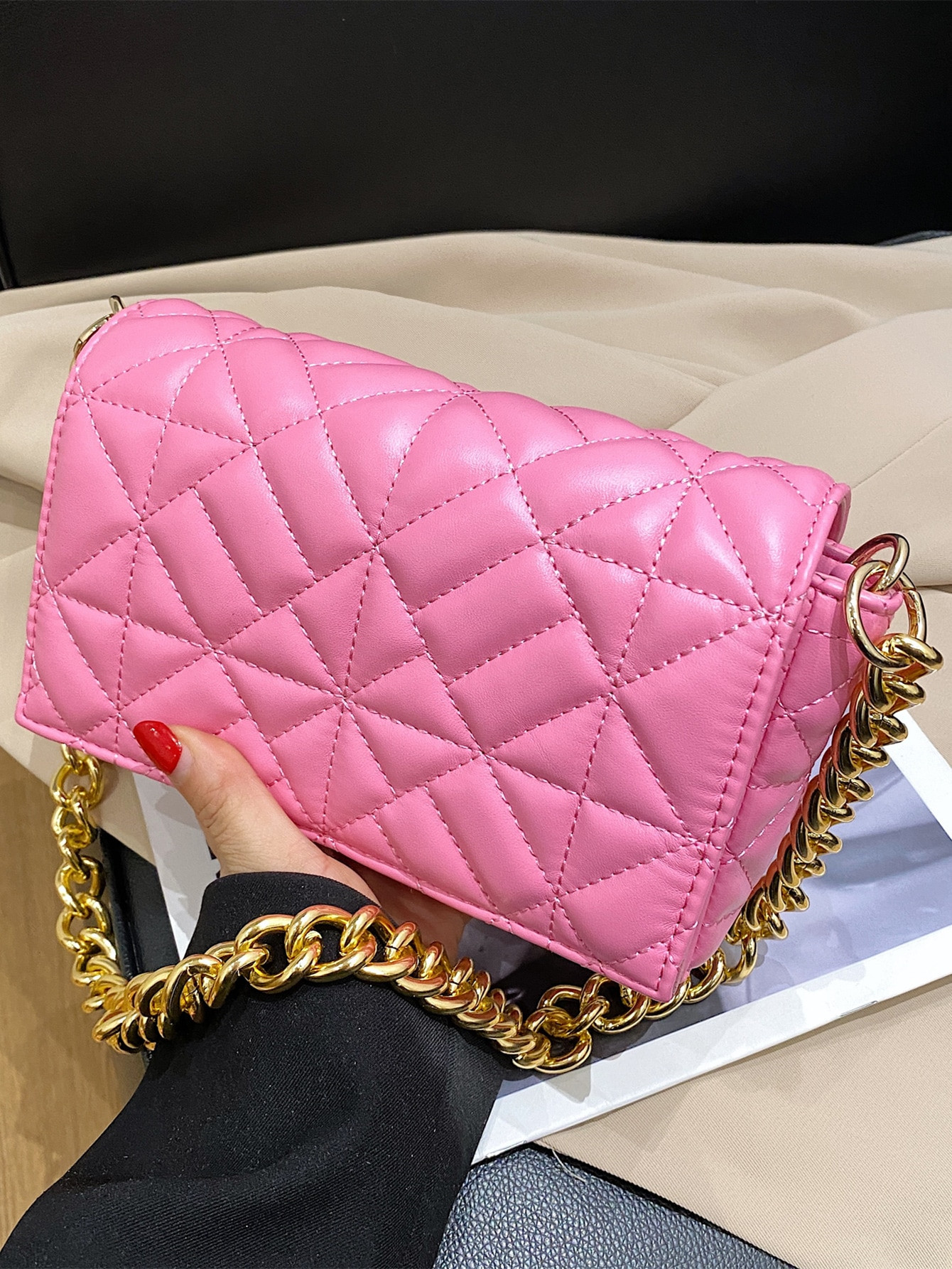 Quilted Flap Chain Shoulder Bag | SHEIN