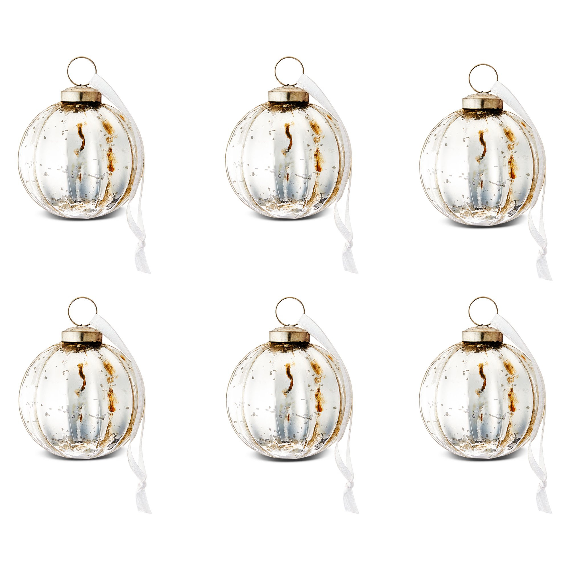 Silver Glass Ball Christmas Ornaments, 3", 6 Count, by Holiday Time - Walmart.com | Walmart (US)