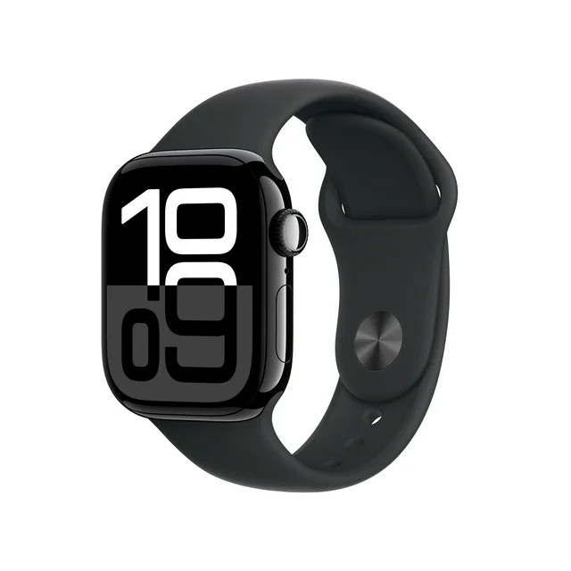 Apple Watch Series 10 GPS 42mm Jet Black Aluminum Case with Black Sport Band - M/L | Walmart (US)
