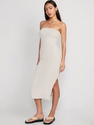 Fitted Rib-Knit Midi Tube Dress for Women | Old Navy (US)