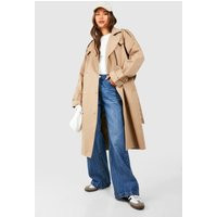 Womens Oversized Trench Coat - Beige - 10 | boohoo (US & Canada)