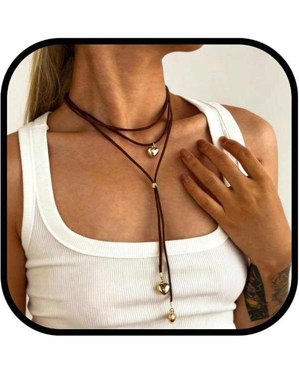 Boho Necklaces for Women Long Leather Cowgirl Necklace for Western Dress Country Concert Outfits ... | Amazon (US)
