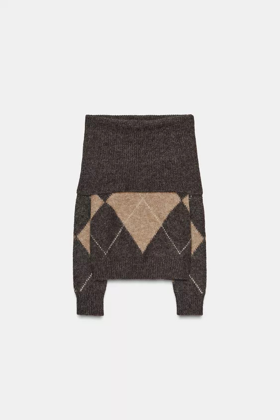 DIAMOND PATTERN STRAPLESS KNIT JUMPER | Zara UK