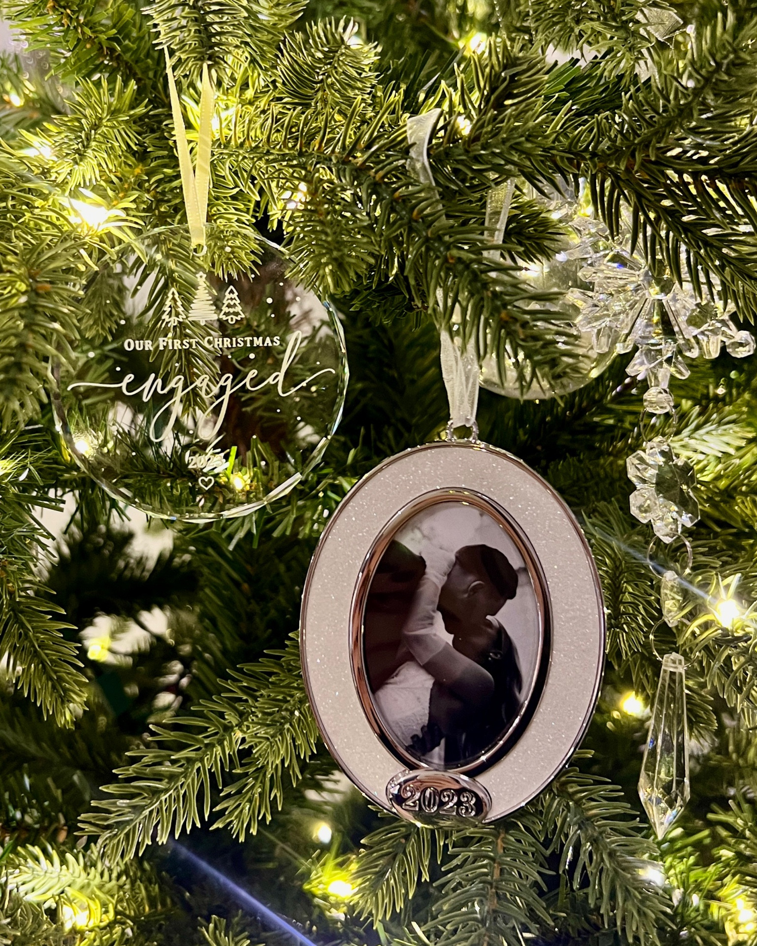 Newly Engaged couple Christmas ornaments 💍  printed a wallet sized picture for the frame.

#LTKHoliday #LTKwedding #LTKfindsunder50