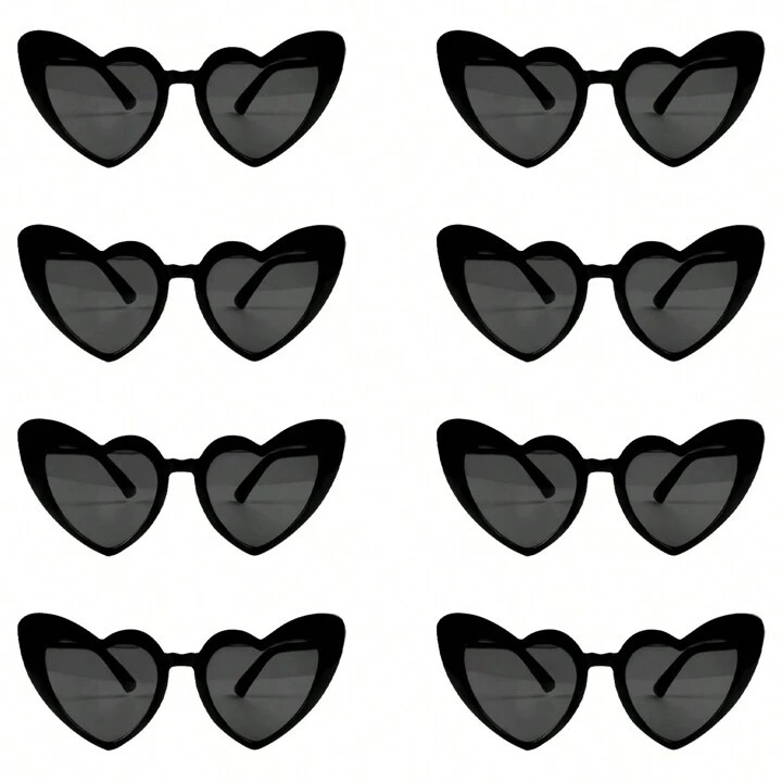 Cute 8PCS Women Vintage Trendy Heart Sunglasses, Fashion Cat Eye Heart Glasses For Bridal Shower,... | SHEIN