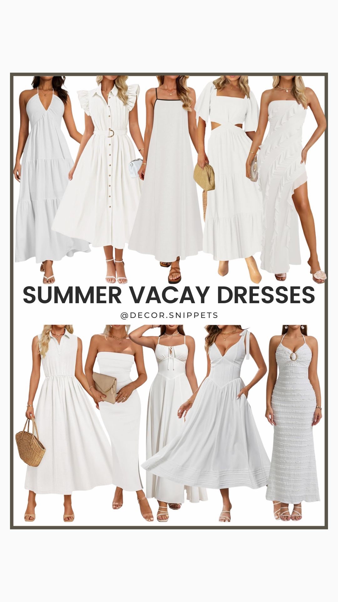 Pack your suitcase with these dreamy vacation-ready dresses! From breezy maxis to flirty minis, this edit has all the sun-soaked styles you need for beach cocktails, city strolls, and golden-hour selfies. 🌴 Shop now #VacayVibes #ShopTheLook