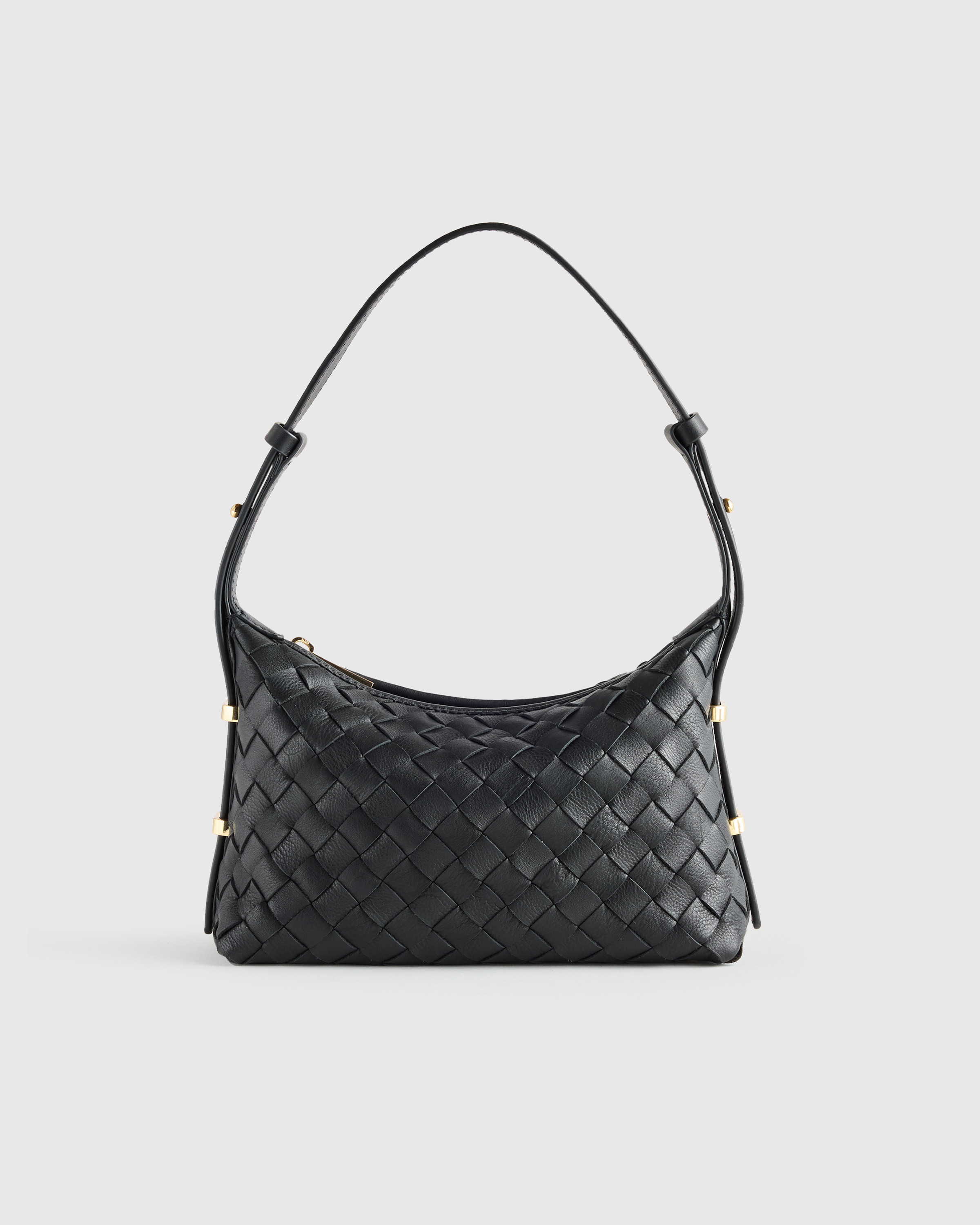 Italian Leather Handwoven Mini Bag in Black | Quince