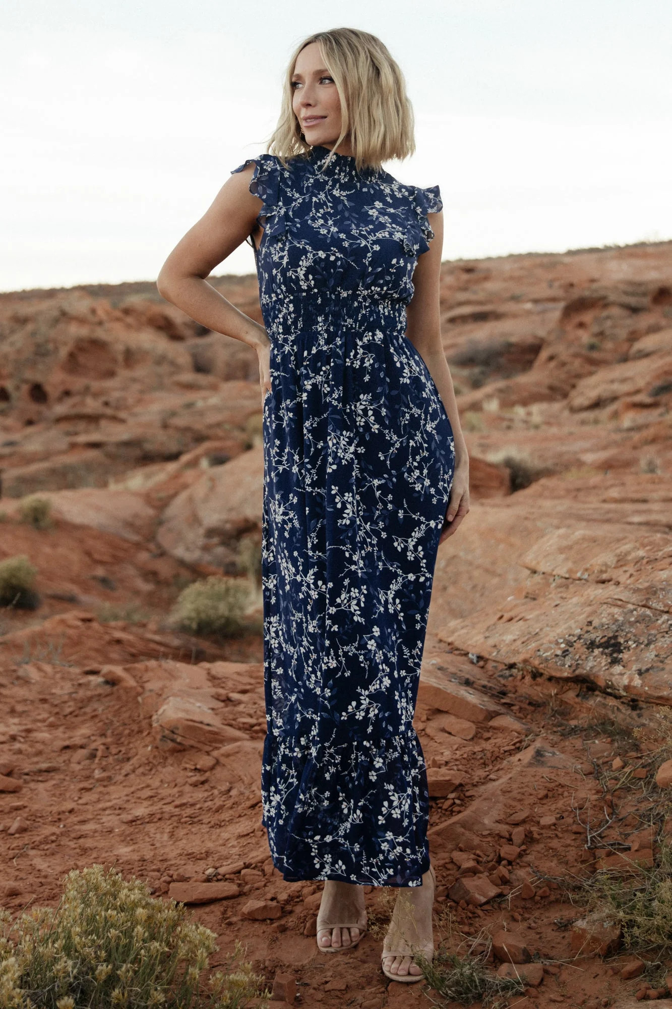Kearny Ruffle Maxi Dress \u2014 Blue Floral Maxi | Baltic Born | Baltic Born