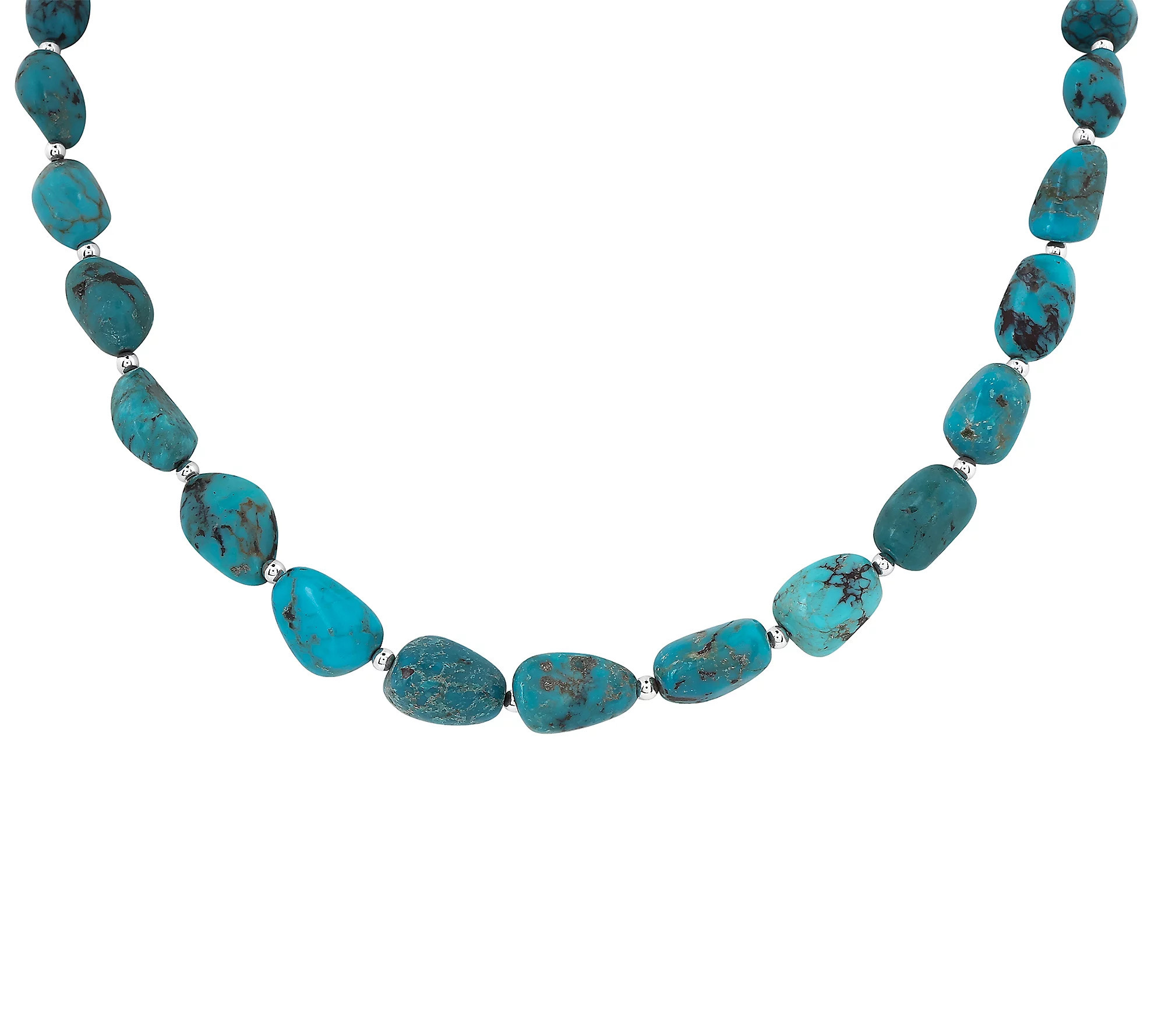 Sterling Silver Polished Turquoise Beaded Neckl ace | QVC