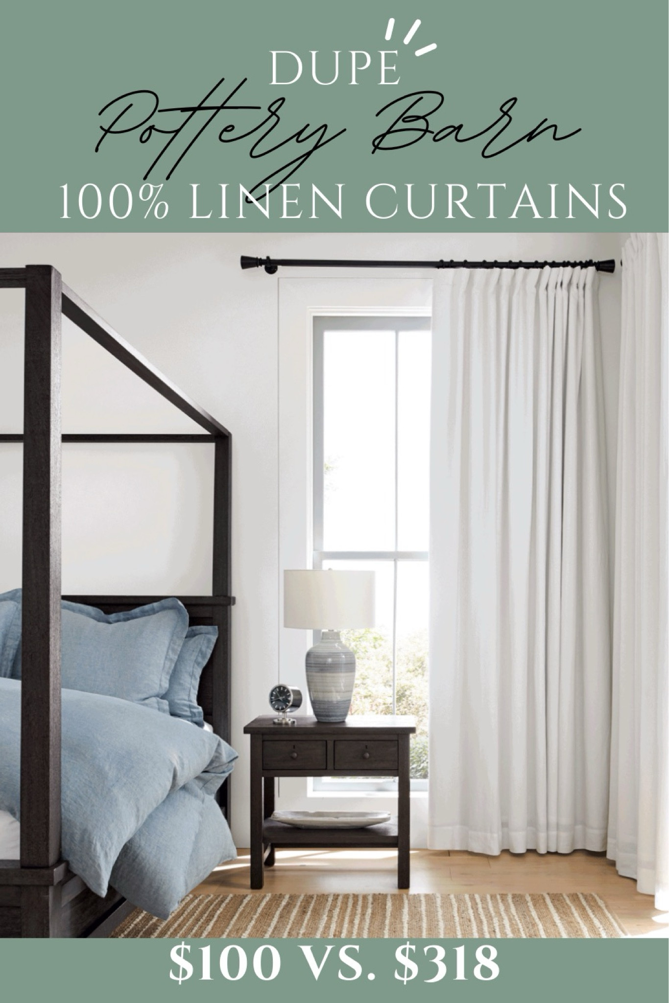 This is one of my favorite dupes I’ve ever shared. It’s an amazing dupe for Pottery Barn’s 100% linen lined curtains. Pottery Barn’s 100% linen curtains are sold individually and cost $318/pair of 50″x108″ in white with their standard lining. My favorite curtains are an incredible dupe and are also 100% Belgian linen and lined.
The dupe comes in several colors and in extended height sizes of 50″x96″, 50″x108″, and 50″x120″. For the 108″ length, the dupe is only $100/pair (compared to Pottery Barn’s $318/pair)! If you’re needing a shorter height (like 84″) you could always use iron-on hem tape to hem them up (hem adhesive linked below).

Dupe dupes more affordable option find replica copy cat similar look for less budget friendly affordable cheap cheaper beautiful pretty. Clearance sale coupon code discount code promo code luxury lookalike look a like Inspo inspiration inspired by idea ideas Love dupes like these? I share multiple every day in my FB group “DAILY DECOR DUPES”

#LTKSaleAlert #LTKFindsUnder100 #LTKHome