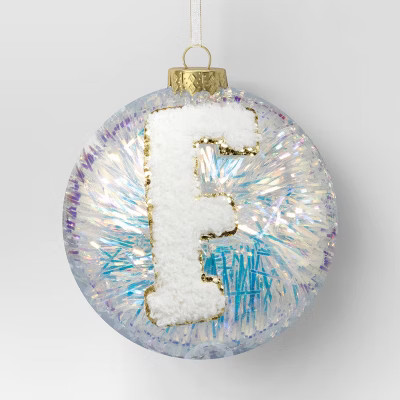 Christmas Monogram Plastic Tinsel Ball F - Wondershop™ | Target