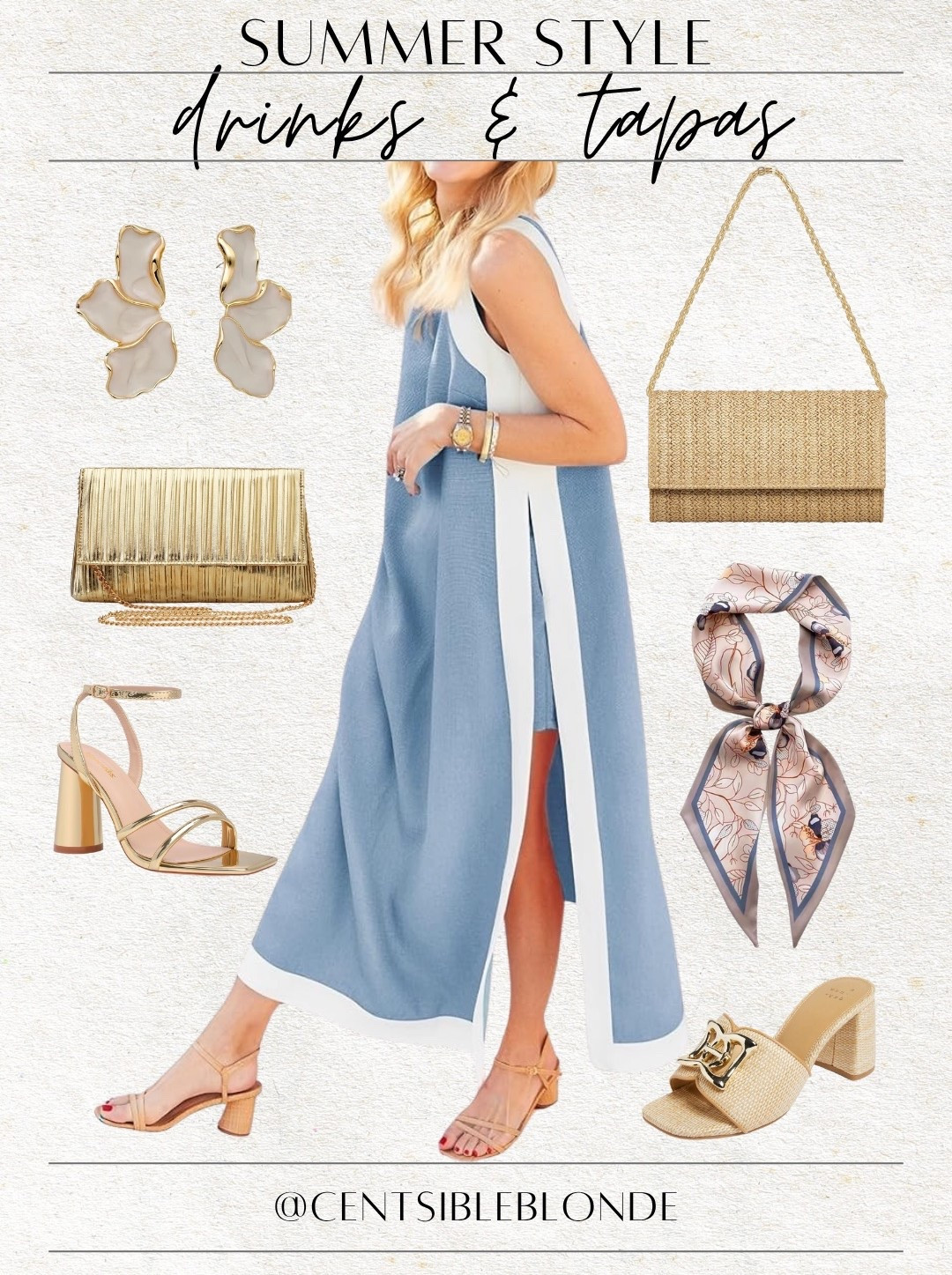 Preppy outfits, Gold handbag, straw clutch, straw handbag, raffia handbag, summer style, matching set, summer outfit, brunch outfit, Amazon set, gold heels, heeled sandals, neck scarf, neckerchief

#LTKFindsUnder50 #LTKStyleTip #LTKItBag