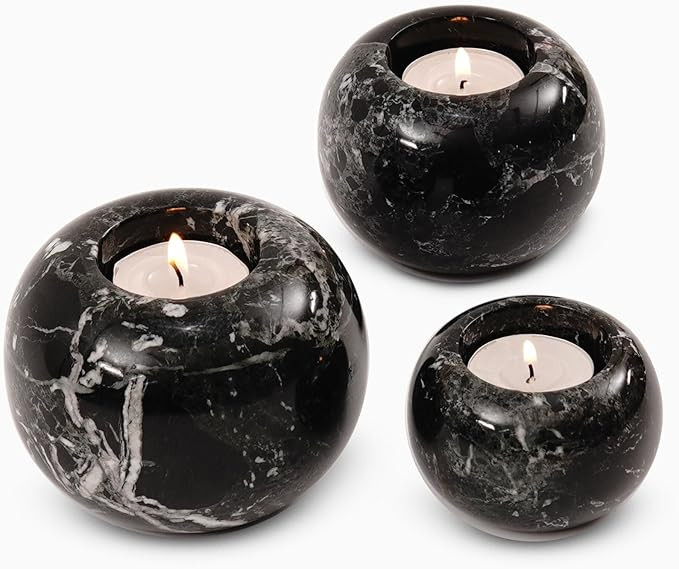 Radicaln Black Tealight Candle Holder 4'' Inches Handmade Marble Votive Candle Holders for Tea Pa... | Amazon (US)