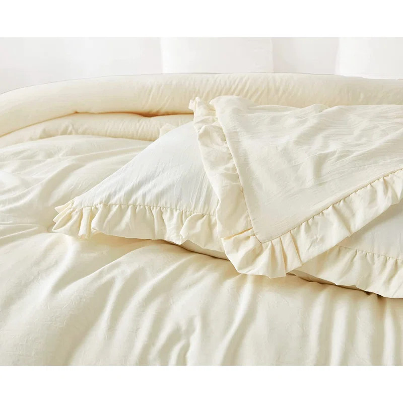 Nora Washed Microfiber Ruffled Comforter Set | Wayfair North America
