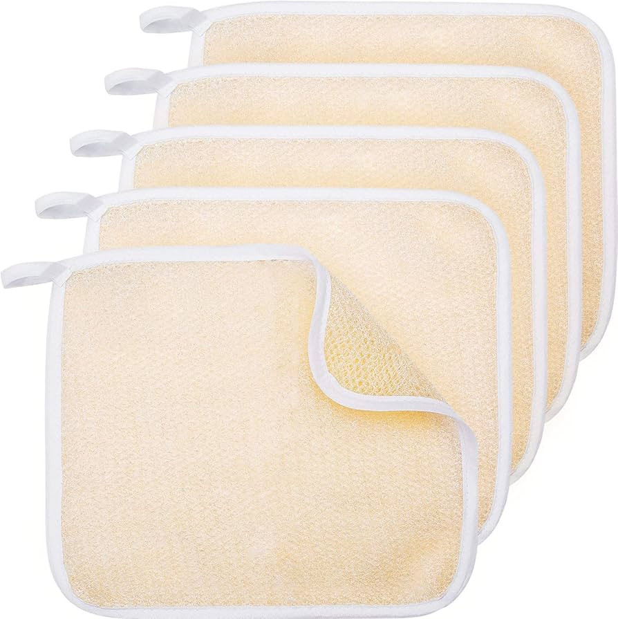 Tatuo 5 Pcs Exfoliating Face and Body Wash Cloths Towel Weave Bath Cloth Exfoliating Scrub Cloth ... | Amazon (US)