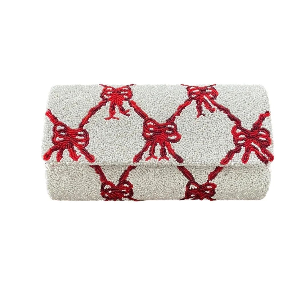 Ivory and Red Vintage Bow Clutch | Beth Ladd Collections