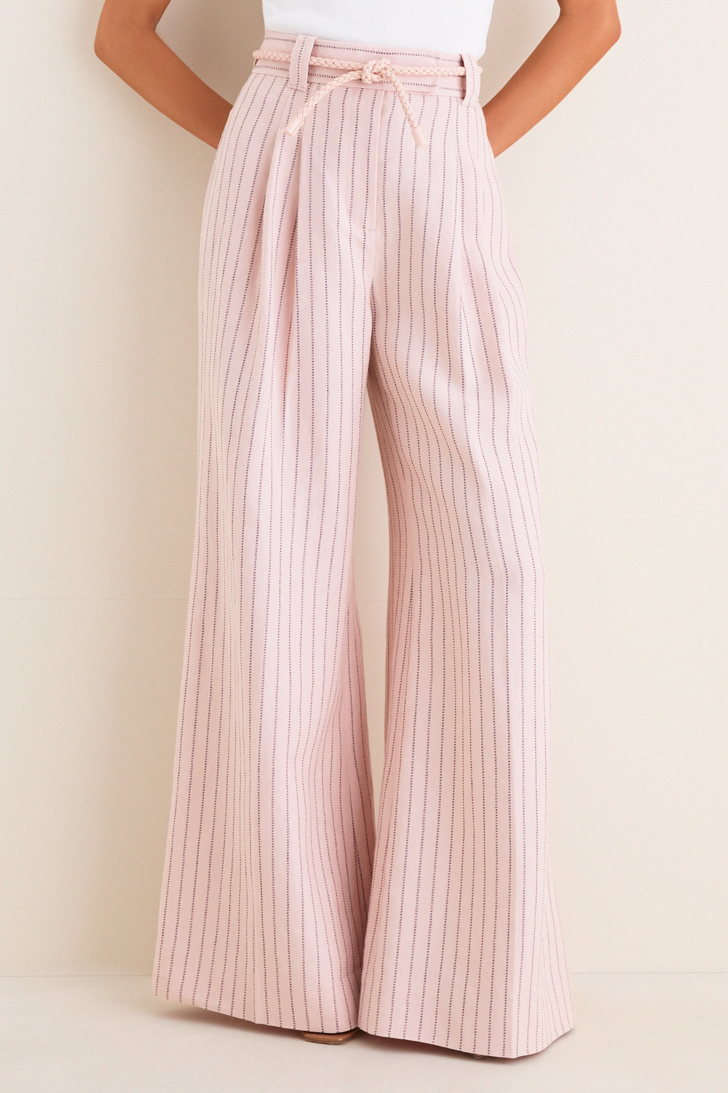 Pink Chocolate Stripe Alchemy Linen Wide Pant | Tuckernuck (US)